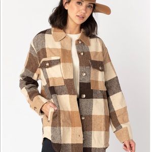 Lush Plaid Jacket in Brown and Cream